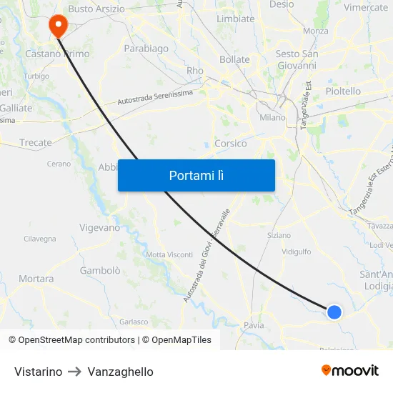 Vistarino to Vanzaghello map
