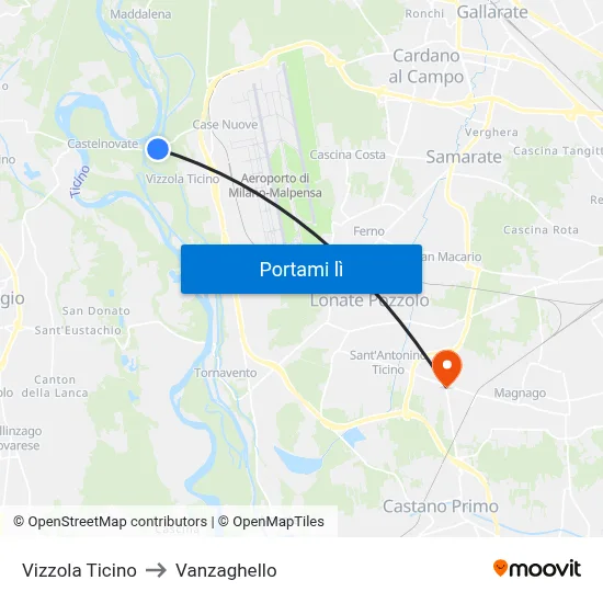 Vizzola Ticino to Vanzaghello map