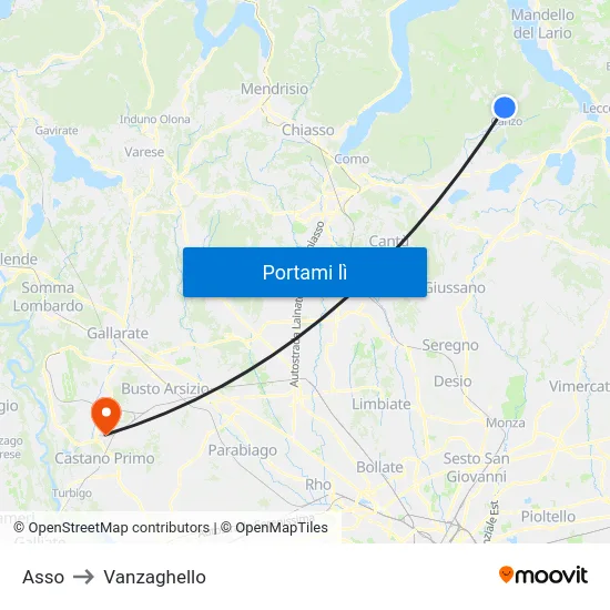 Asso to Vanzaghello map