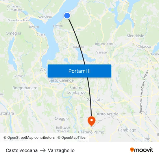 Castelveccana to Vanzaghello map