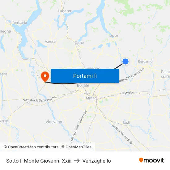 Sotto Il Monte Giovanni Xxiii to Vanzaghello map