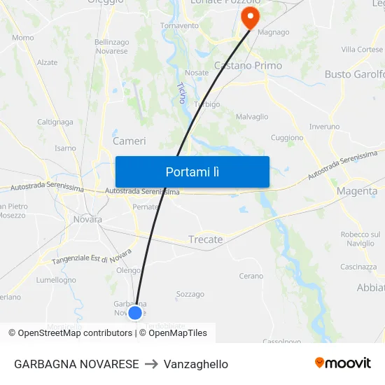 GARBAGNA NOVARESE to Vanzaghello map