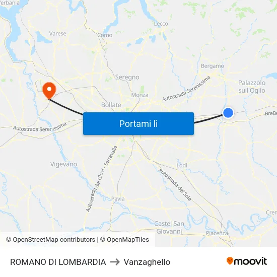 ROMANO DI LOMBARDIA to Vanzaghello map