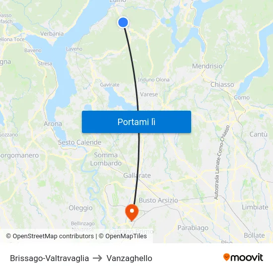 Brissago-Valtravaglia to Vanzaghello map