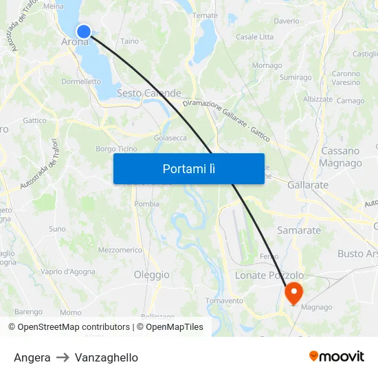 Angera to Vanzaghello map
