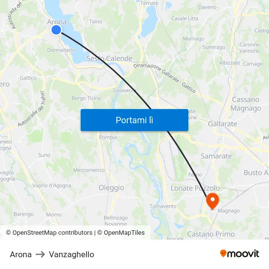 Arona to Vanzaghello map