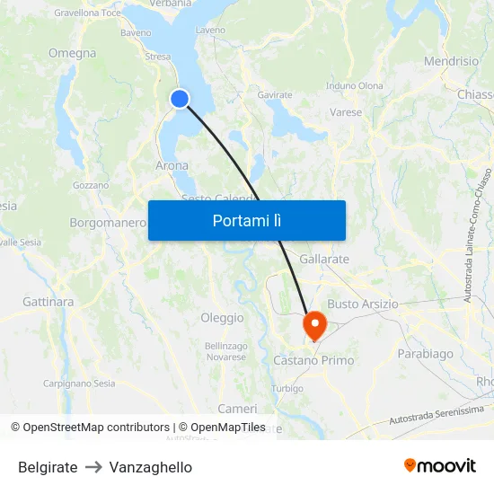 Belgirate to Vanzaghello map
