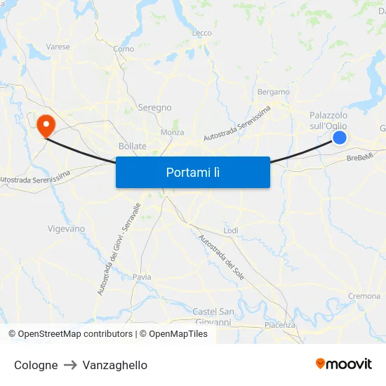 Cologne to Vanzaghello map