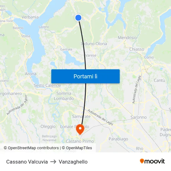 Cassano Valcuvia to Vanzaghello map