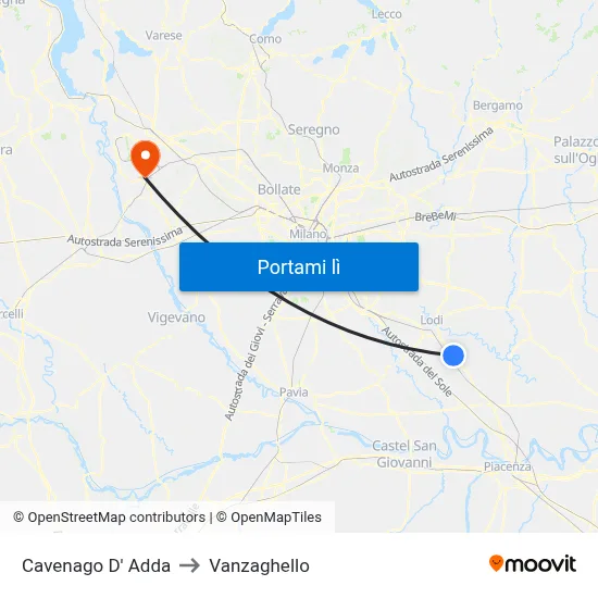 Cavenago D' Adda to Vanzaghello map