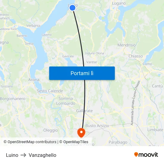 Luino to Vanzaghello map