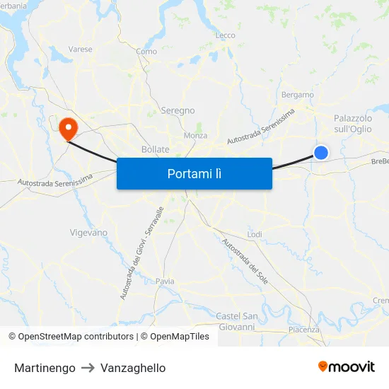 Martinengo to Vanzaghello map