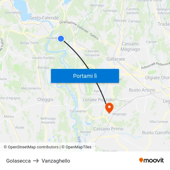 Golasecca to Vanzaghello map