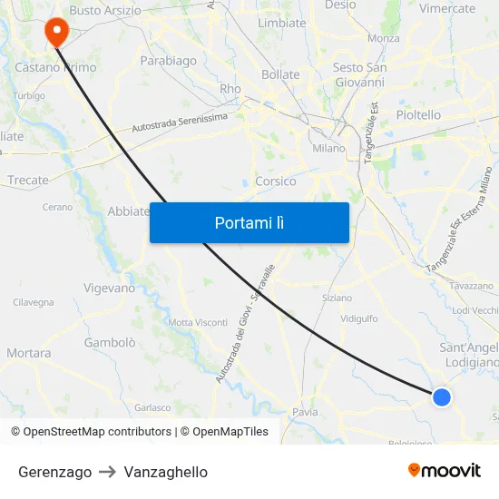 Gerenzago to Vanzaghello map