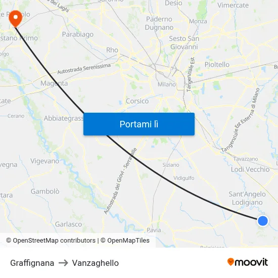 Graffignana to Vanzaghello map