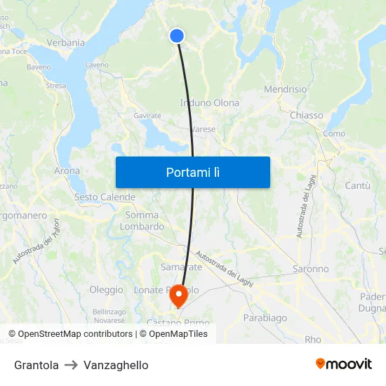 Grantola to Vanzaghello map
