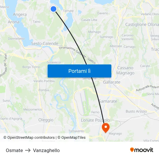 Osmate to Vanzaghello map