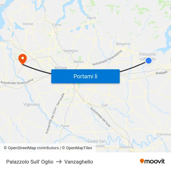 Palazzolo Sull' Oglio to Vanzaghello map