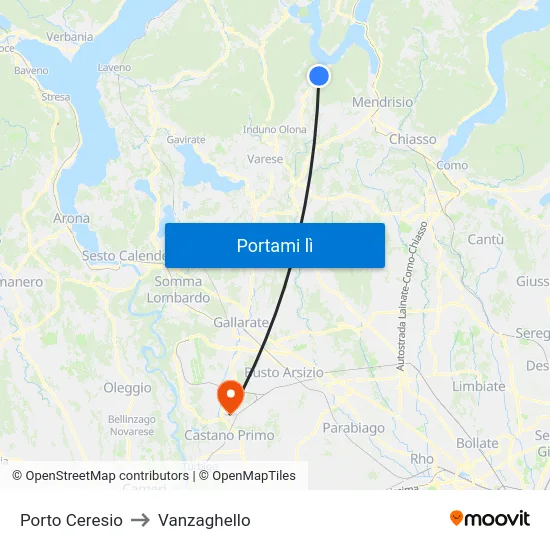 Porto Ceresio to Vanzaghello map