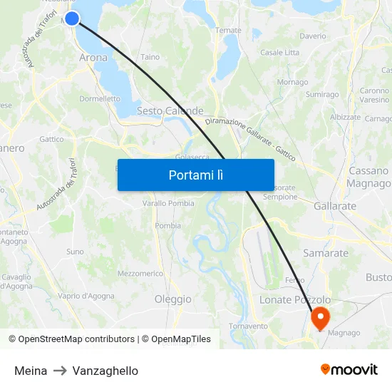 Meina to Vanzaghello map