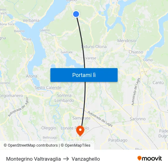 Montegrino Valtravaglia to Vanzaghello map
