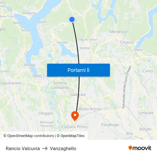 Rancio Valcuvia to Vanzaghello map
