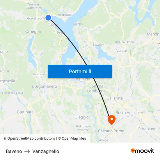 Baveno to Vanzaghello map