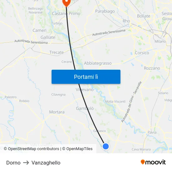 Dorno to Vanzaghello map