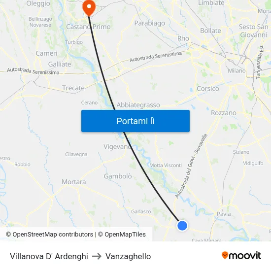 Villanova D' Ardenghi to Vanzaghello map