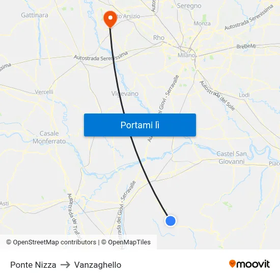 Ponte Nizza to Vanzaghello map