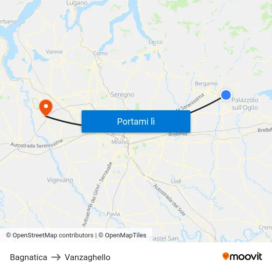 Bagnatica to Vanzaghello map