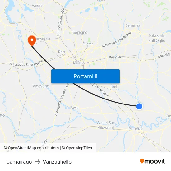 Camairago to Vanzaghello map