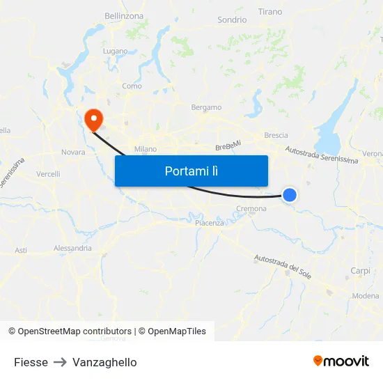 Fiesse to Vanzaghello map