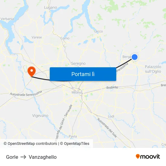Gorle to Vanzaghello map