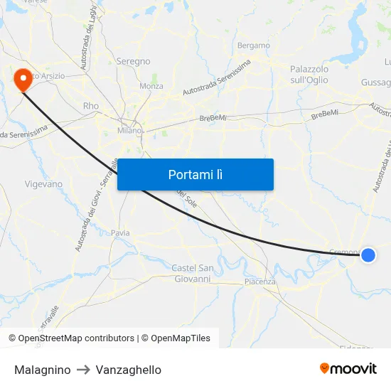 Malagnino to Vanzaghello map