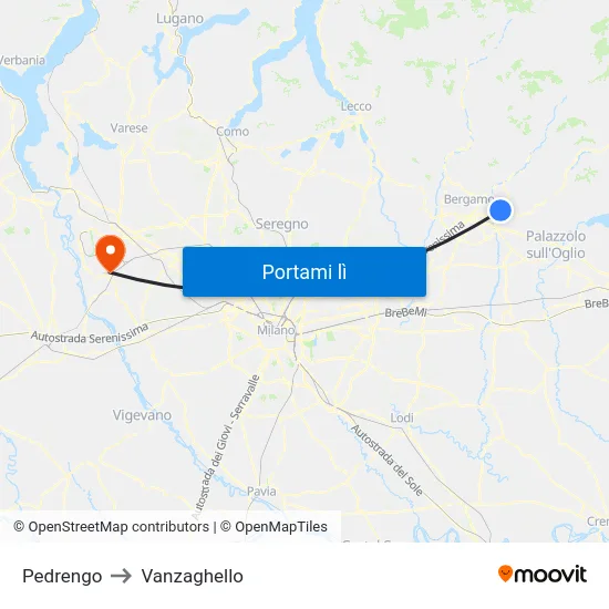 Pedrengo to Vanzaghello map
