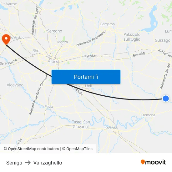 Seniga to Vanzaghello map