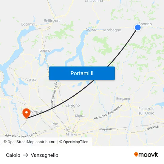 Caiolo to Vanzaghello map