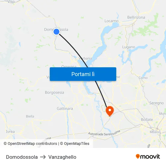 Domodossola to Vanzaghello map