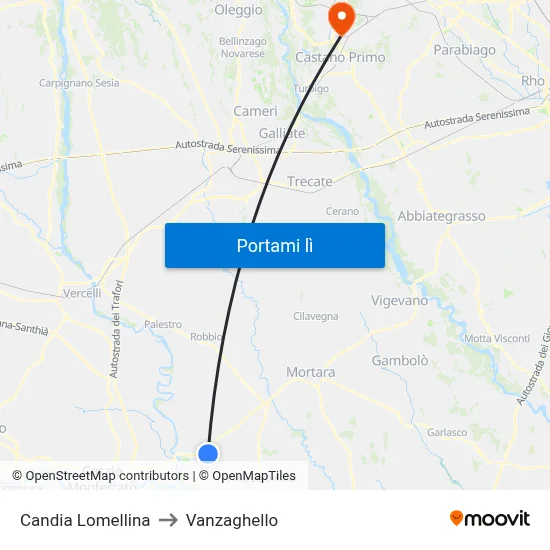 Candia Lomellina to Vanzaghello map