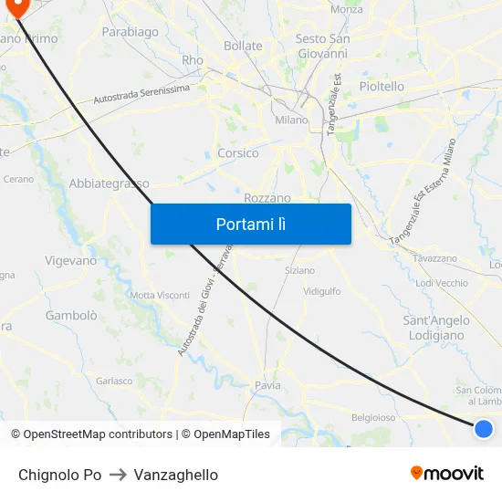 Chignolo Po to Vanzaghello map
