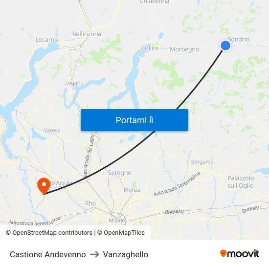 Castione Andevenno to Vanzaghello map