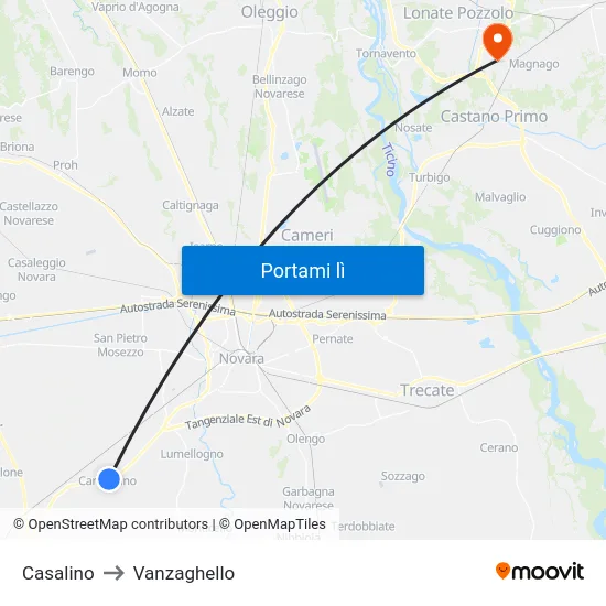 Casalino to Vanzaghello map