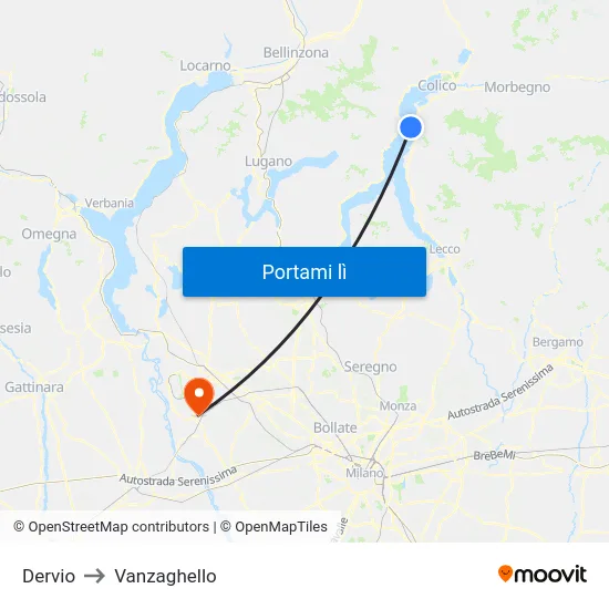 Dervio to Vanzaghello map