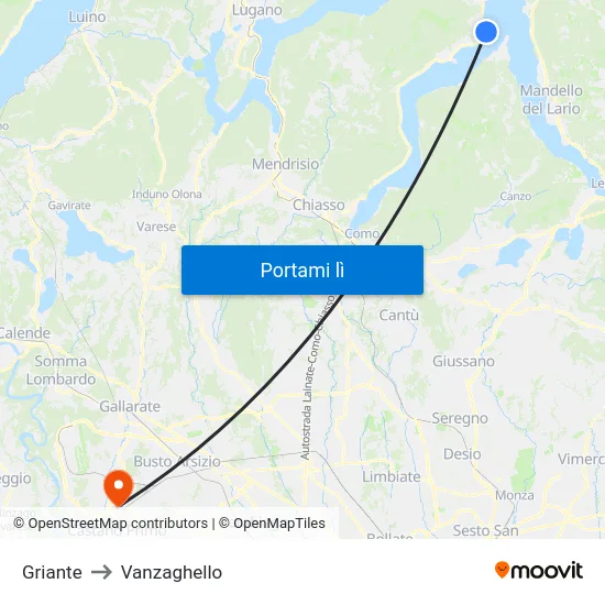 Griante to Vanzaghello map