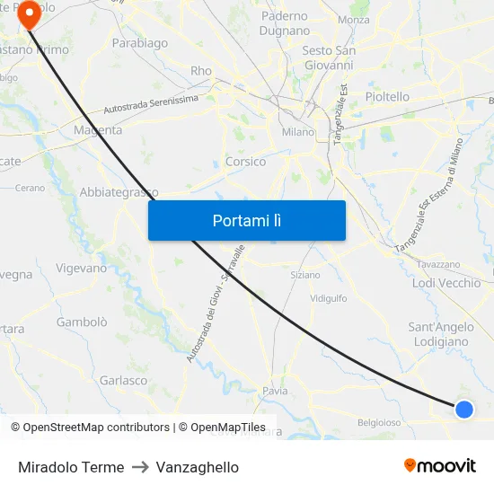 Miradolo Terme to Vanzaghello map