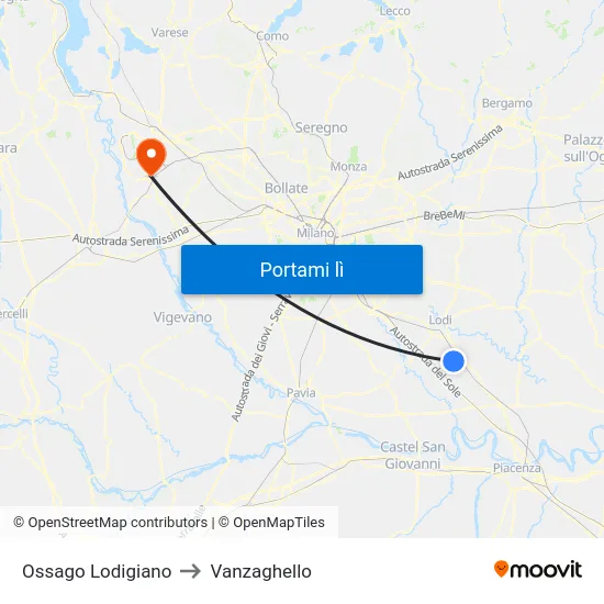 Ossago Lodigiano to Vanzaghello map