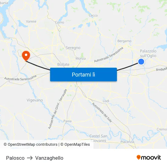 Palosco to Vanzaghello map