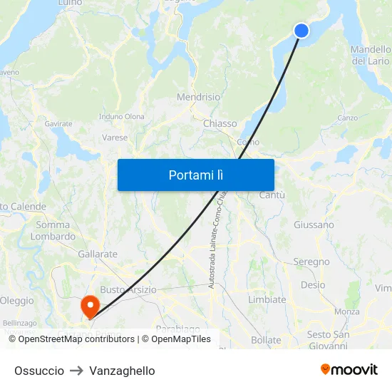Ossuccio to Vanzaghello map