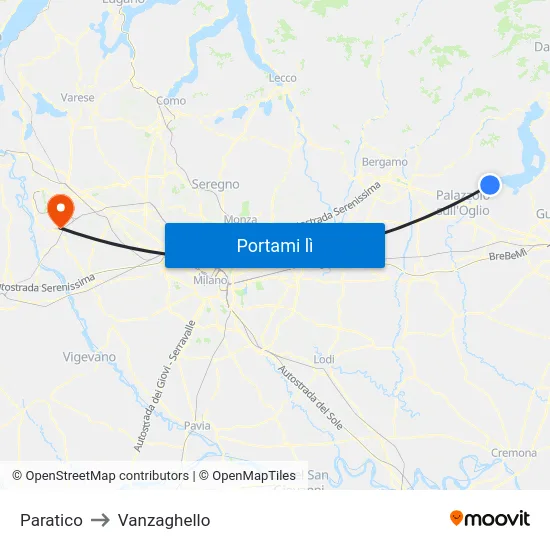 Paratico to Vanzaghello map